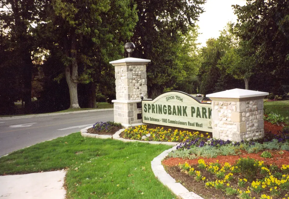 Riverstone pillars in Springbank Park, London, Ontario